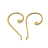 2 Pairs Brass Earring Hooks Golden