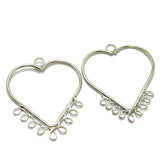 Brass Earrings Components Heart 1.50 Inch