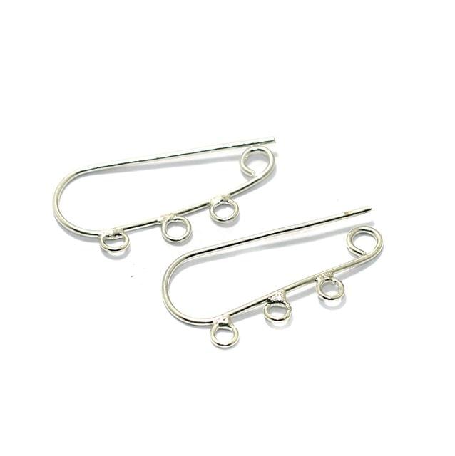 Brass Earring Hooks Silver 1.25 Inches