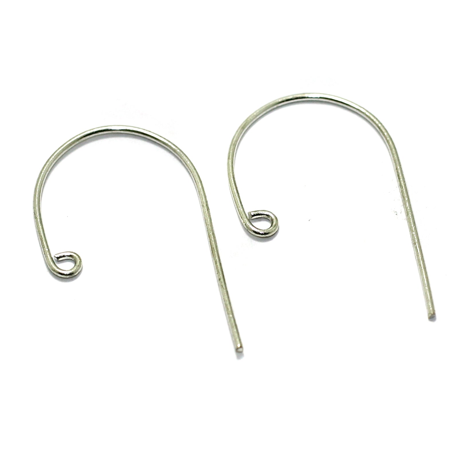 2 Pairs, 40x22mm Brass Earring Hooks Silver