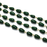 1 Mtr Designer Glass Beaded Chain Green 12x8mm