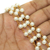 6mm Acrylic Pearl Beaded Aati Chain in Long Lasting Brass Wire