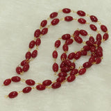 1 Mtr, 9x5mm Red Oval Glass Beaded Chain