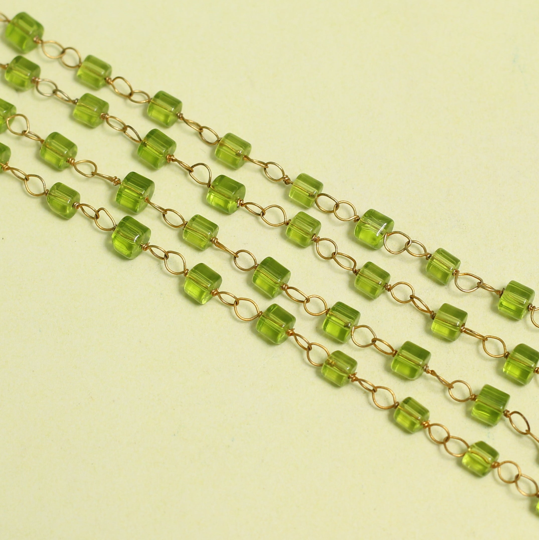Glass Beaded Chain Parrot Green