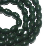 5 Strings 6x4mm Jaipuri Beads Dark Green Oval