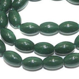 5 Strings 8x6mm Jaipuri Beads Dark Green Oval