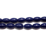 5 Strings 8x6mm Jaipuri Beads Dark Blue Oval