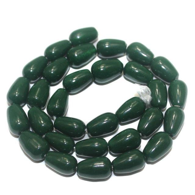 5 Strings 13x8mm Jaipuri Beads Green Drop