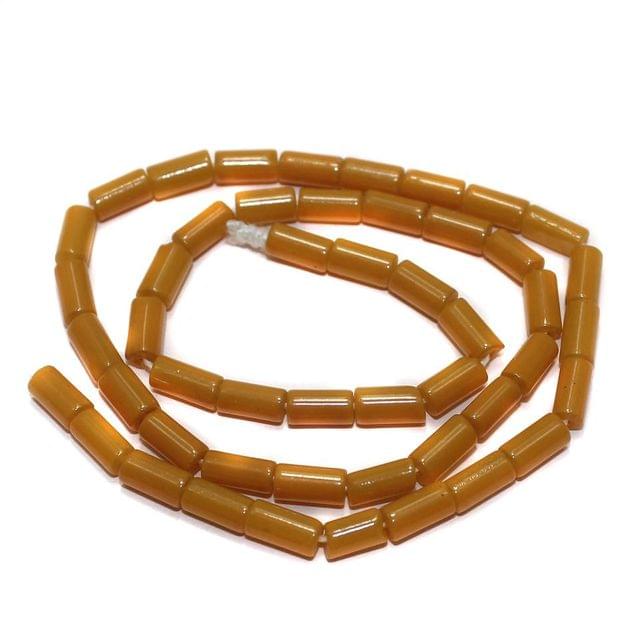 5 Strings 8x4mm Jaipuri Beads Yellow Tube