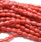5 Strings Glass Drop Beads Luster Red 6x4 mm