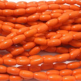 5 Strings Glass Oval Beads Opaque Orange 8x4 mm