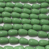 5 Strings Drop Beads Opaque Green 13x8 mm