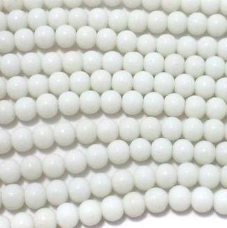 5 Strings Glass Round Beads Opaque White 6 mm