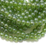 5 Strings Glass Round Beads Trans Rainbow Green 8 mm
