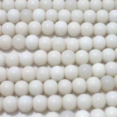 5 Strings Glass Round Beads Opaque White 10 mm