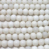 5 Strings Glass Round Beads Opaque White 10 mm