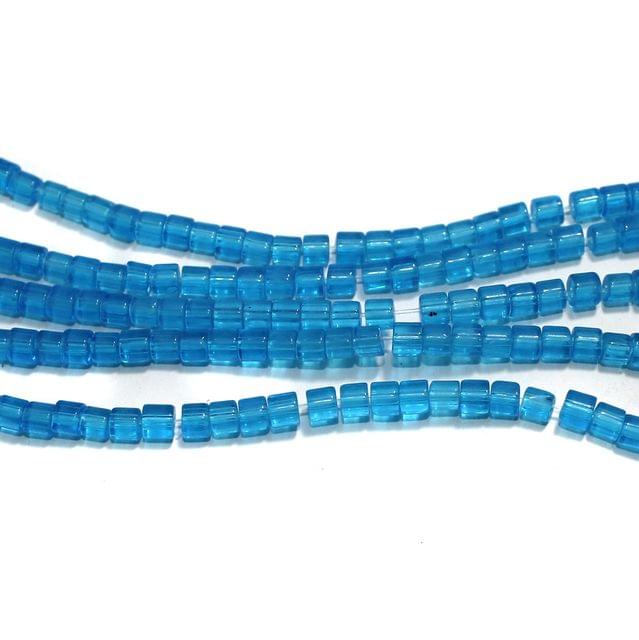 Glass Beads Tyre 4mm Light Blue, Pack Of 5 Strings