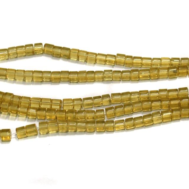 Glass Beads Tyre 4mm Light Yellow, Pack Of 5 Strings