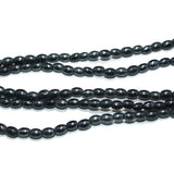 Fire Polish Glass Beads Oval Black 6x4 mm, Pack Of 5 Strings