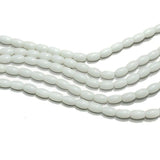 Glass Beads Oval White 9x4 mm, Pack Of 5 Strings