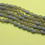 5 Strings Grey Matte Finish Oval Glass Beads 10x8mm