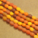 5 Strings Orange Matte Finish Oval Glass Beads 10x8mm