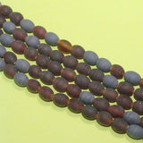 5 Strings Garnet Matte Finish Oval Glass Beads 10x8mm