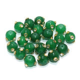 50 pcs 10mm Glass Kundan Beads Round Green