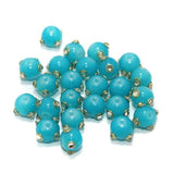 50 pcs 10mm Glass Kundan Beads Round Turquoise