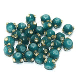 20 pcs 10mm Glass Kundan Beads Round Teal