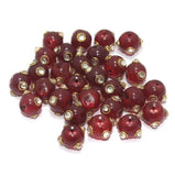 50 pcs 10mm Glass Kundan Beads Round Red