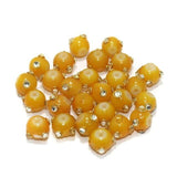 50 pcs 10mm Glass Kundan Beads Round Yellow