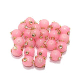 50 pcs 10mm Glass Kundan Beads Round Pink