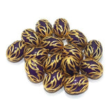 20 pcs 17x13mm Meenakari Oval Beads  Purple
