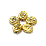 10 Pcs, 14x11mm German Silver Kundan Work Beads Oval Golden