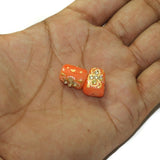 5 Pcs, 14x10mm Handpainted Kundan Work Tumble Beads Orange