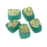 5 Pcs, 17x13mm Handpainted Kundan Work Tumble Beads Turquoise