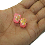 5 Pcs, 17x13mm Handpainted Kundan Work Tumble Beads Pink