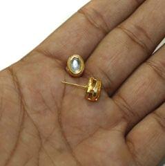 5 Pairs Kundan Earring Studs Oval 9x7mm
