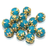 20pcs 12mm Meenakari Round Beads Turquoise