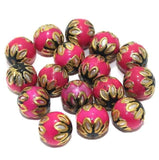 20 pcs 12mm Meenakari Round Beads  Hot Pink
