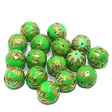 Meenakari Round Beads 12mm Parrot Green