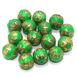 20 Pcs 12mm Meenakari Round Beads Parrot Green