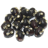 20 pcs 15x12mm Glass Kundan Beads Oval  Maroon