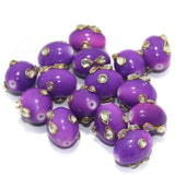 20 pcs 15x12mm Glass Kundan Beads Oval Purple