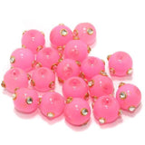 20 pcs 12mm Glass Kundan Beads Round Hot Pink