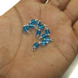 100 Pcs, 4mm Glass Loreal Beads Sky Blue Silver Plated