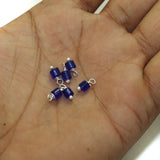 100 Pcs, 4mm Glass Loreal Beads Blue Silver Plated