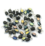 240 Pcs, 5mm Glass Loreal Beads Black Silver Plated