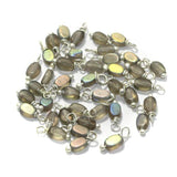 240 Pcs, 5mm Glass Loreal Beads Grey Silver Plated
